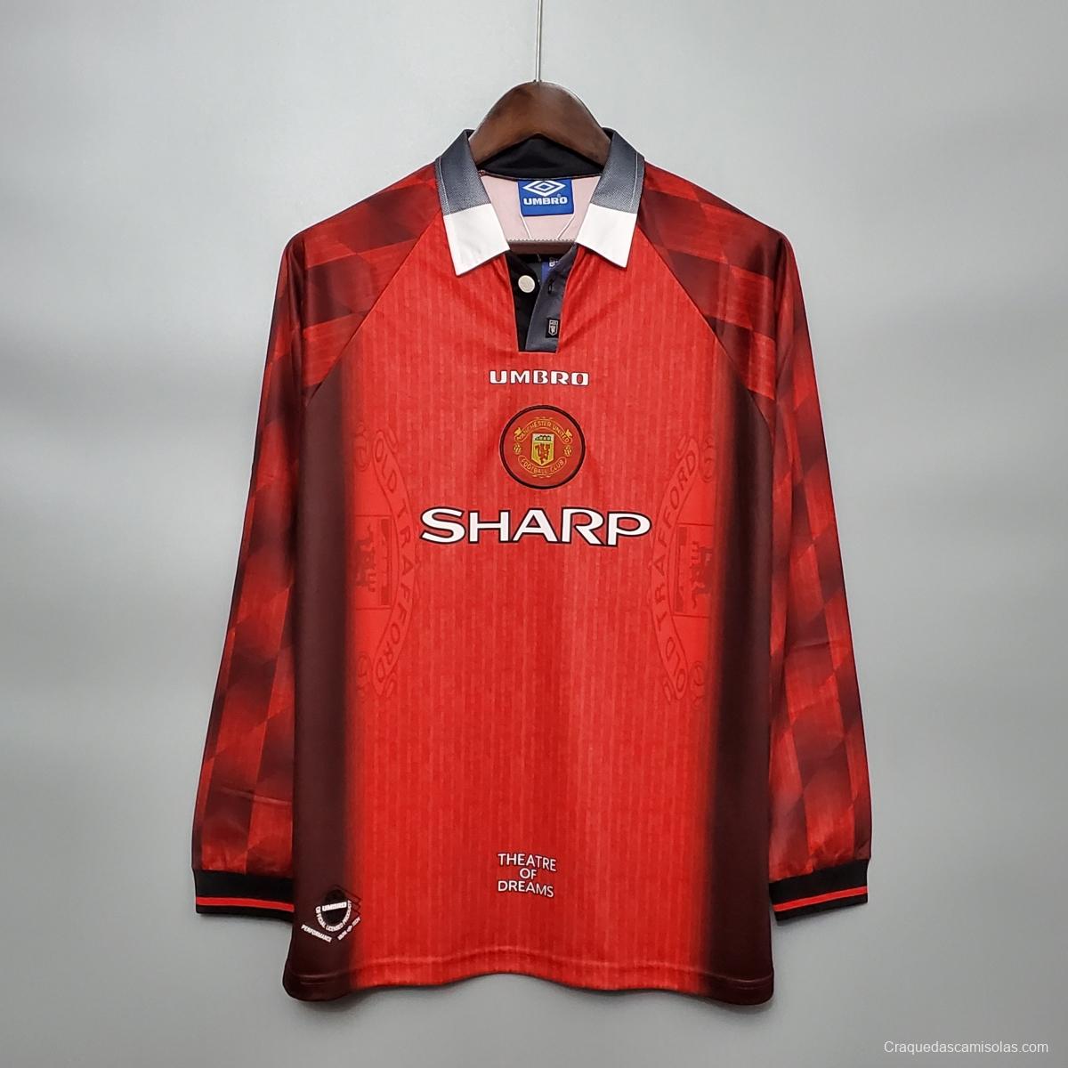 Retro Long Sleeve 96/97 Manchester United Home Soccer Jersey