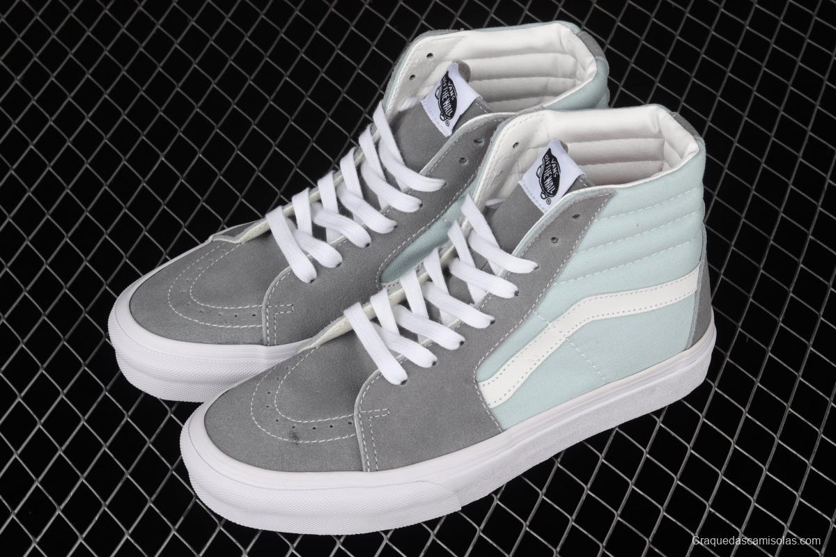 Vans Sk8-Hi gray and blue color side stripes high-top sports shoes VN0A32QG4FY