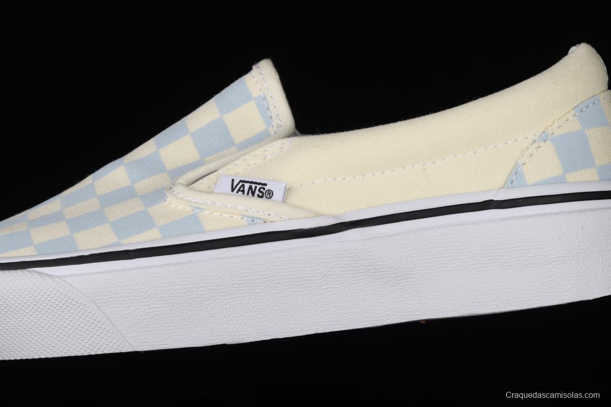 Vans Checkerboard Classic Slip-on White and Blue Chess Lattice low-top Leisure Board shoes VN000EYEBWW