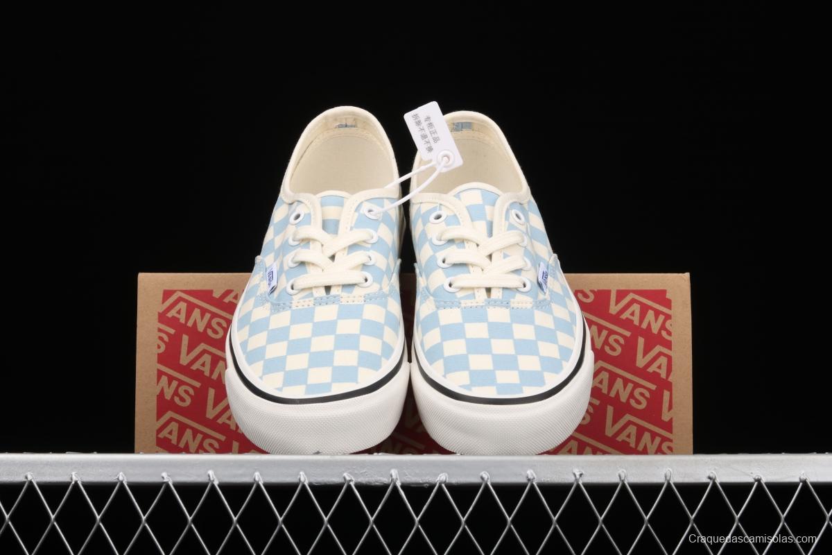 Vans Authentic 44 DX Anaheim milk blue and white checkerboard plaid low upper canvas shoes VN0A54F241J