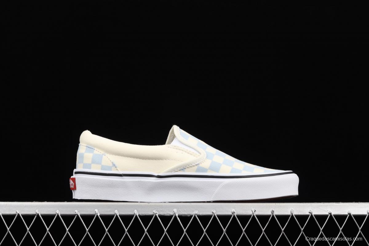 Vans Checkerboard Classic Slip-on White and Blue Chess Lattice low-top Leisure Board shoes VN000EYEBWW