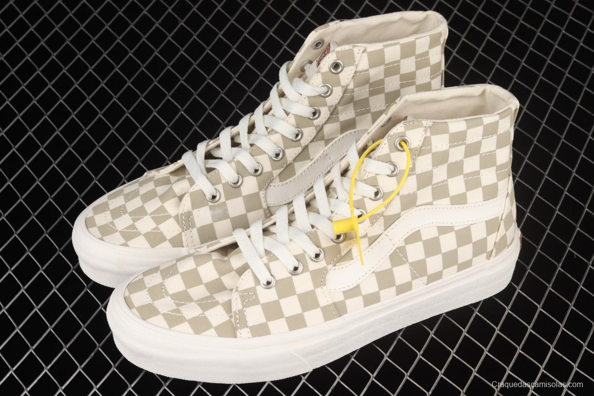 Vans SKate SK8-Hi milk brown plaid high-top professional skateboard shoes VN0A4U169F01