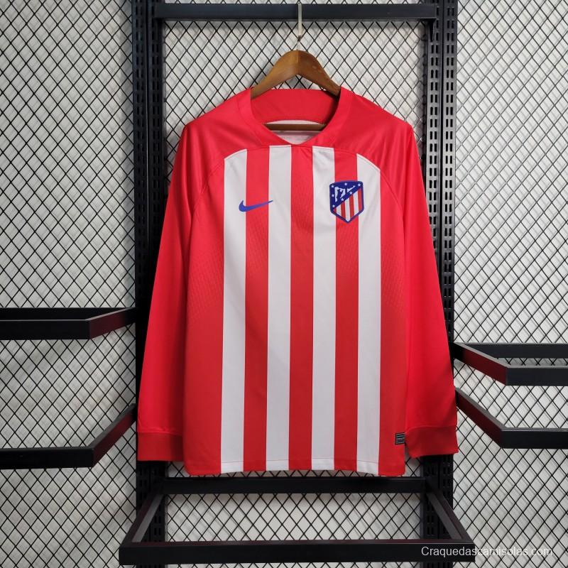 23-24 Atletico Madrid Home Long Sleeve Jersey