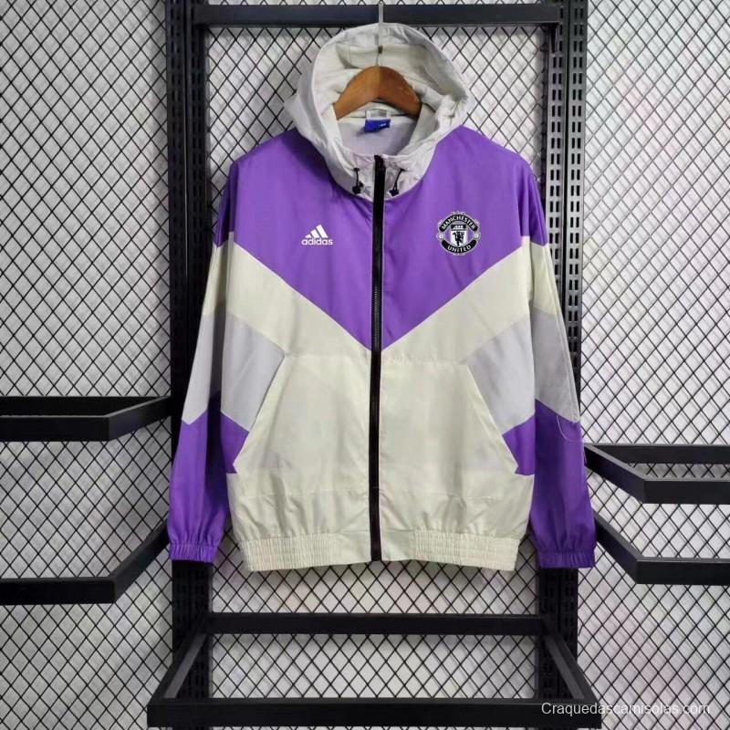 23-24 Manchester United  White Purple Windbreaker