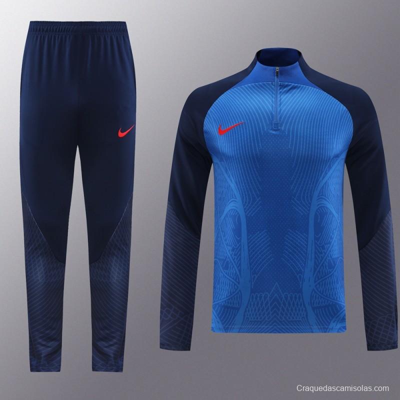 2024 Nike Blue/Navy Half Zipper Jacket+Pants