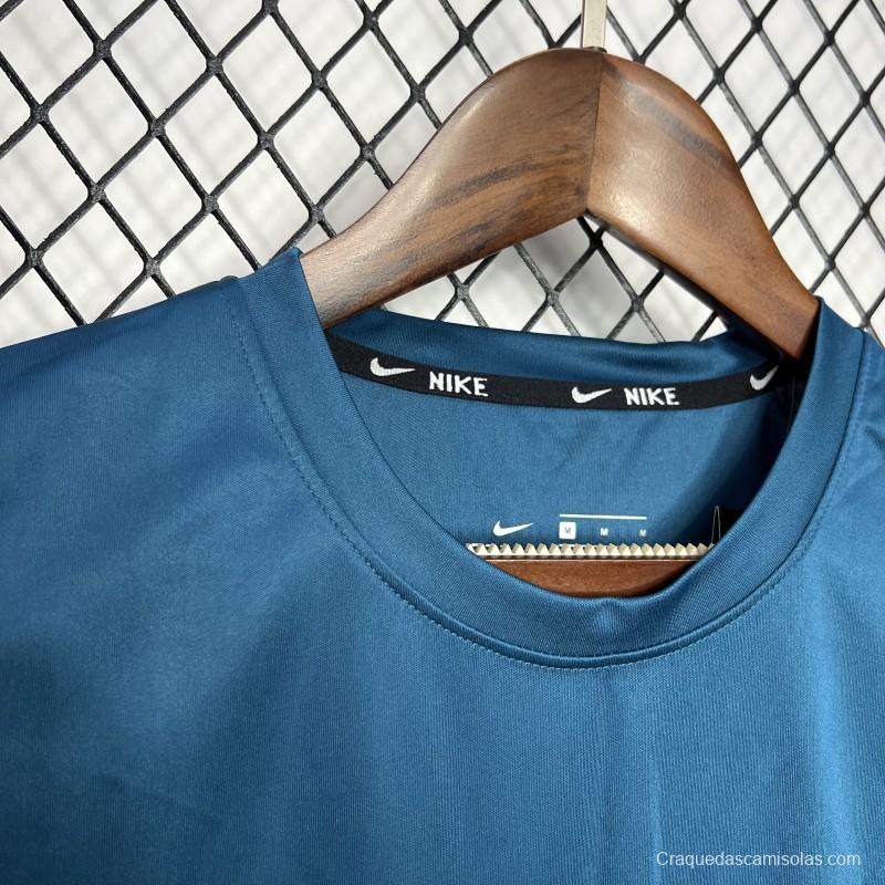 2024 Nike Ocean Blue Cotton T-shirt  #1032